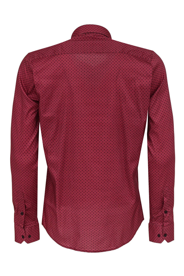 Patterned Slim Fit Burgundy Men Shirt - Wessi