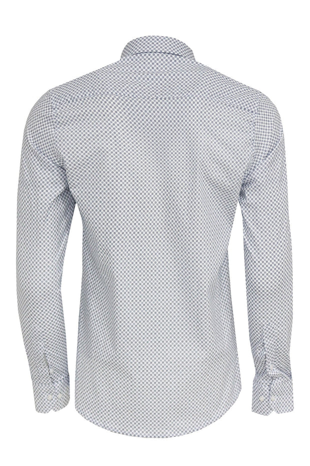 White Tiny Check Patterned Slim Fit Shirt - Wessi