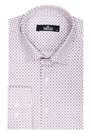 Claret Red Tiny Check Patterned Slim Fit Men Shirt - Wessi