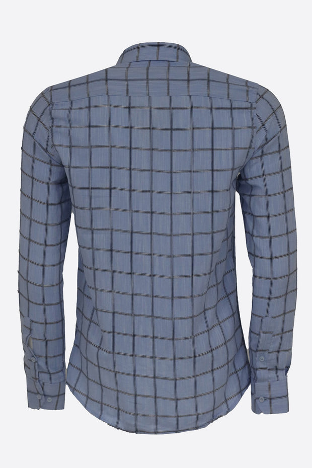 Plaid Slim Fit Blue Men Shirt - Wessi