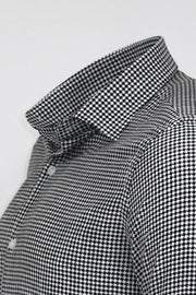 Houndstooth Pattern Black Men Shirt - Wessi