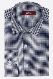 Houndstooth Pattern Navy Blue Men Shirt - Wessi