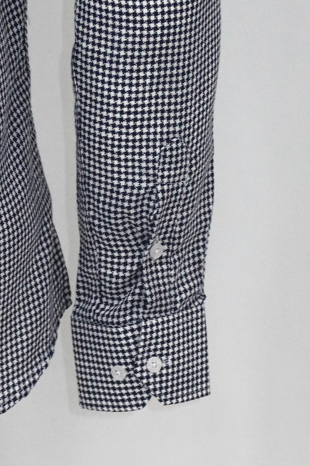 Houndstooth Pattern Navy Blue Men Shirt - Wessi