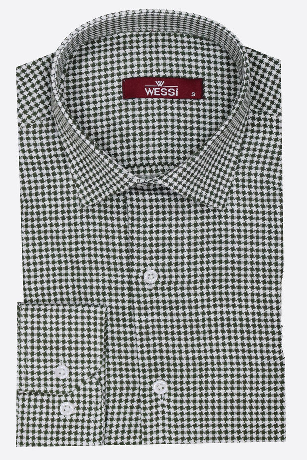 Houndstooth Pattern Green Men Shirt - Wessi