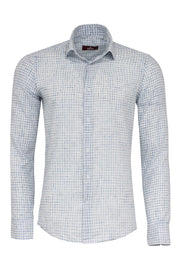 Plaid Slim Fit Sky Blue Men Shirt - Wessi