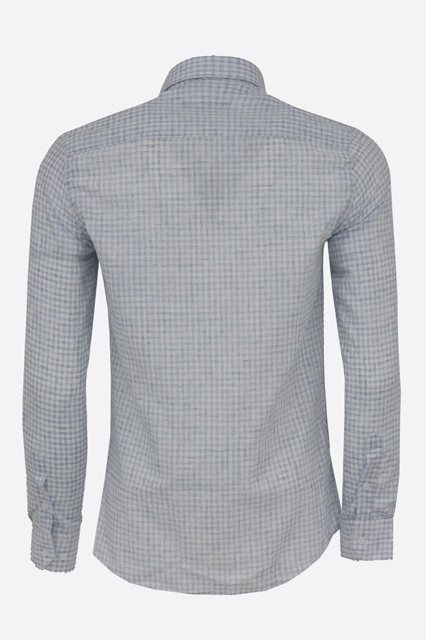 Plaid Slim Fit Sky Blue Men Shirt - Wessi