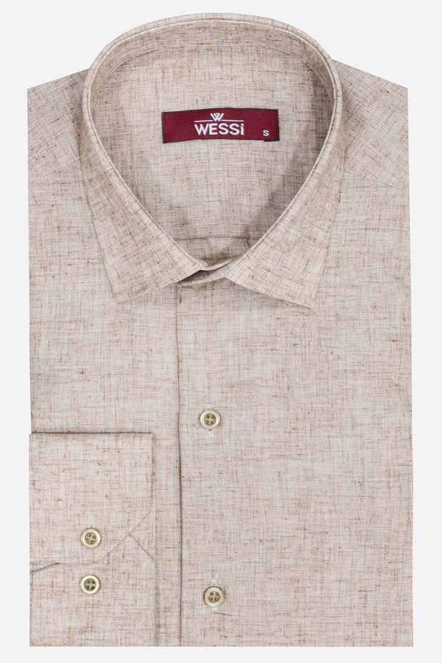 Slim Fit Patterned Brown Men Shirt - Wessi