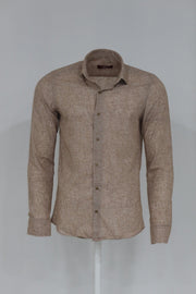 Slim Fit Patterned Brown Men Shirt - Wessi