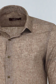 Slim Fit Patterned Brown Men Shirt - Wessi