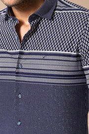 Patterned Navy Blue Men Shirt - Wessi