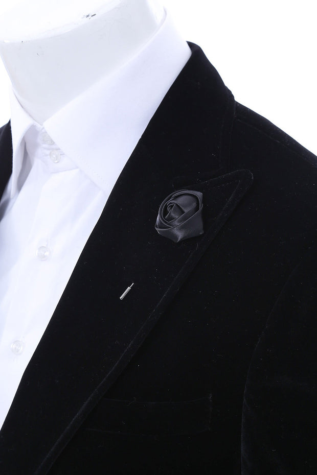 Men Black Blossom Lapel Pin - Wessi