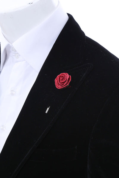 Men Burgundy Blossom Lapel Pin - Wessi