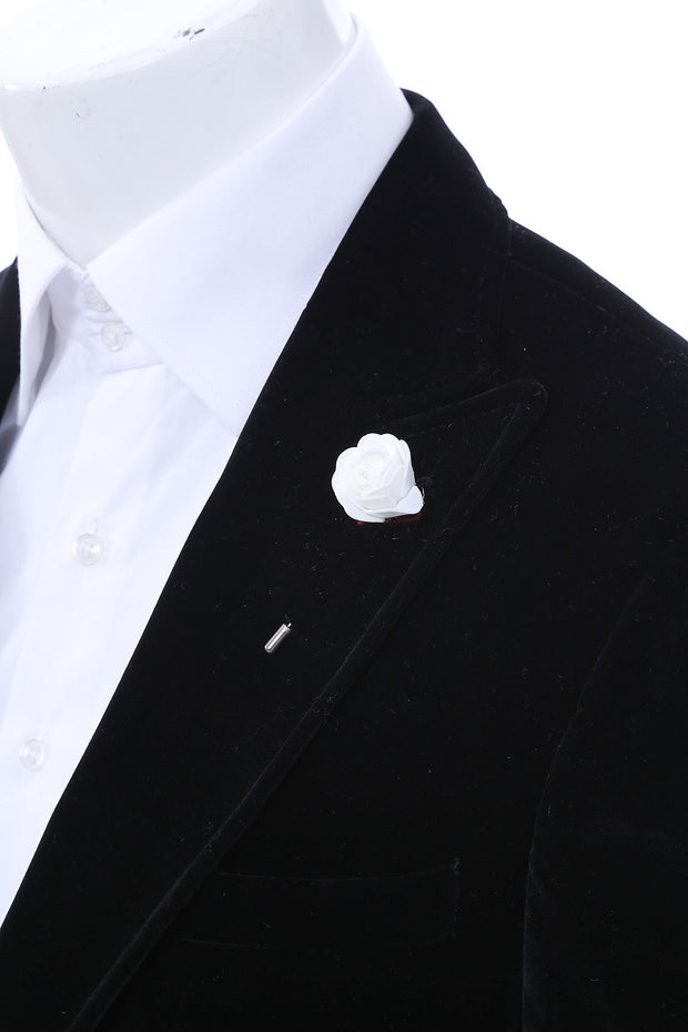 Men White Blossom Lapel Pin - Wessi