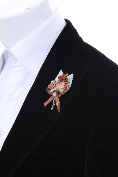 Men Caramel Blossom and Ribbon Lapel Pin - Wessi