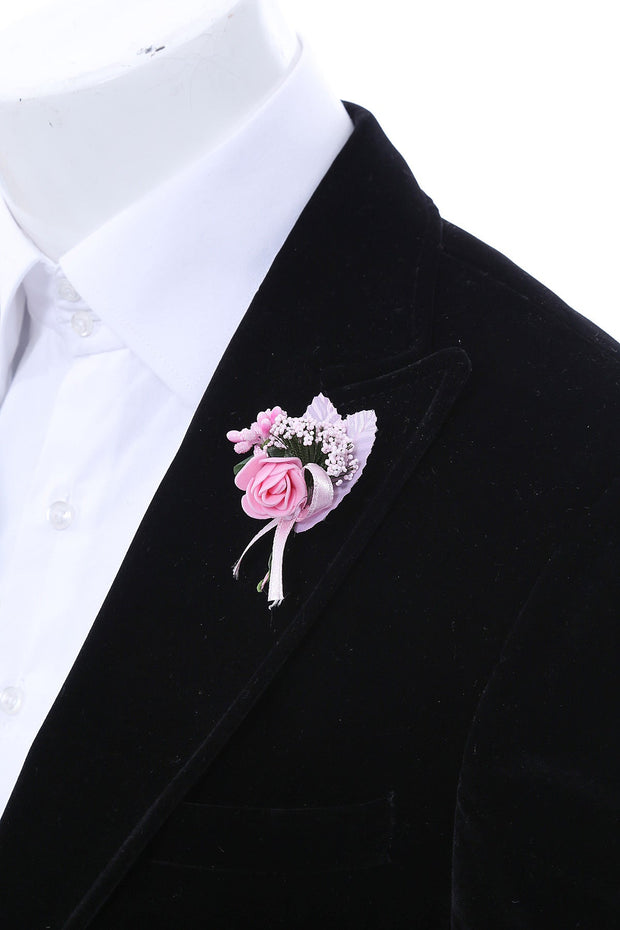 Men Pink Blossom and Ribbon Lapel Pin - Wessi