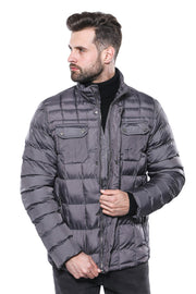 Quilted Grey Men Winter Coat - Wessi