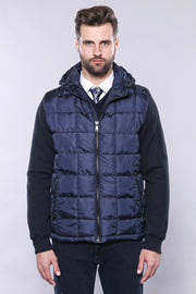 Hooded Navy Blue Coat Jacket | Wessi