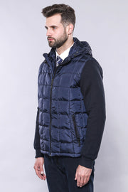 Hooded Navy Blue Coat Jacket | Wessi