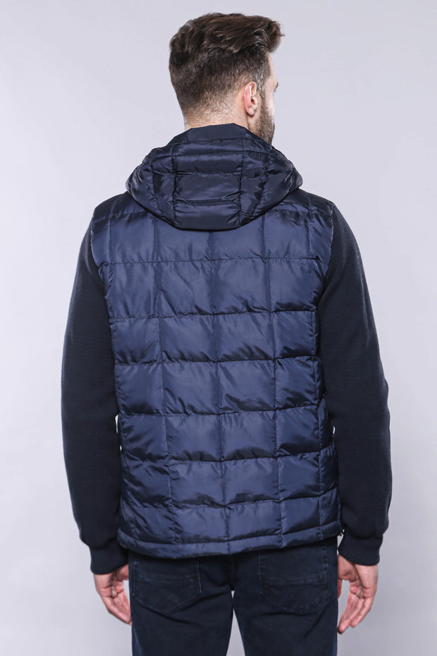 Hooded Navy Blue Coat Jacket | Wessi