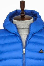 Quilted Hooded Puffer Blue Men's Coat - Wessi