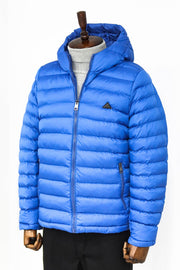 Quilted Hooded Puffer Blue Men's Coat - Wessi