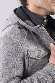 Cachet Hooded Grey Men Short Coat - Wessi