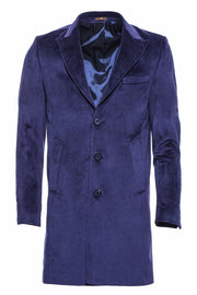 Peak Lapel Blue Men Coat - Wessi