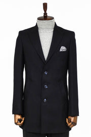 Cachet Slim Fit Wide Lapel Charcoal Men Coat - Wessi