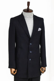 Cachet Slim Fit Wide Lapel Charcoal Men Coat - Wessi