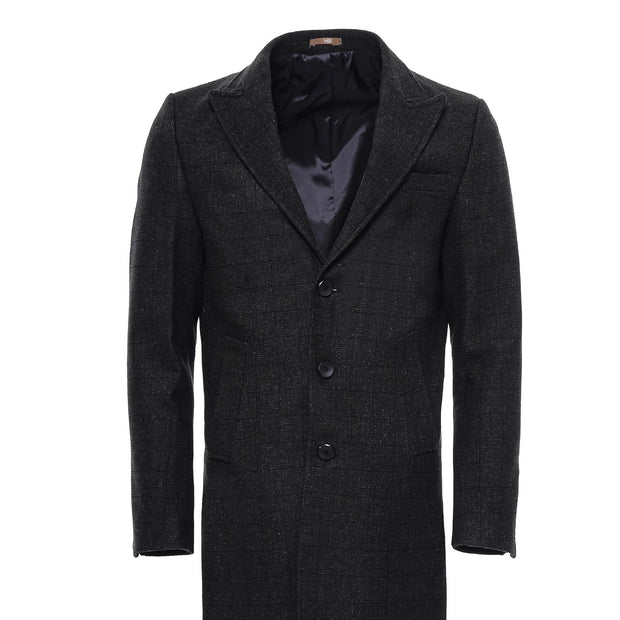 Wide Lapel Striped Slim Fit Anthracite Men Coat - Wessi