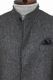 Standing Collar Patterned Grey Men Coat - Wessi