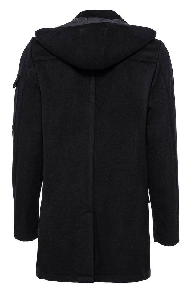 Hooded Cachet Hidden Zippered Black Coat - Wessi