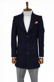 Wide Lapel Wool Black Men Coat - Wessi