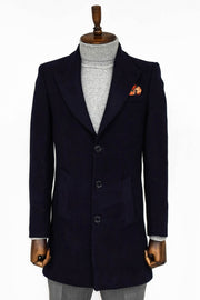 Wide Lapel Wool Black Men Coat - Wessi