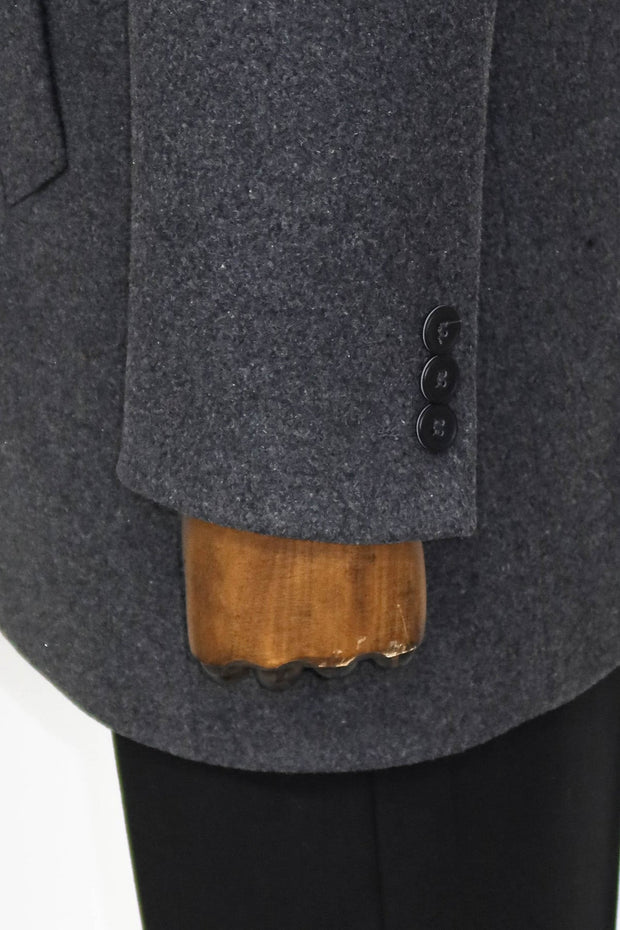 Wide Lapel Wool Anthracite Men Coat - Wessi