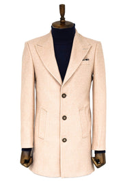 Wide Lapel Wool Light Pink Men Coat - Wessi