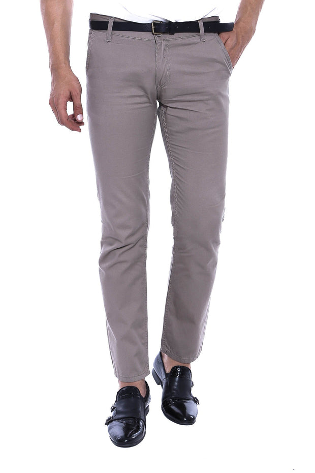 Flap Pockets Cotton Plain Beige Men Pants - Wessi