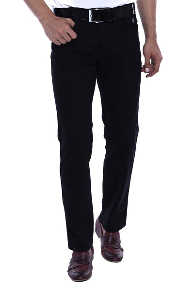 Plain Covered Pocket Suede Black Men Pants - Wessi