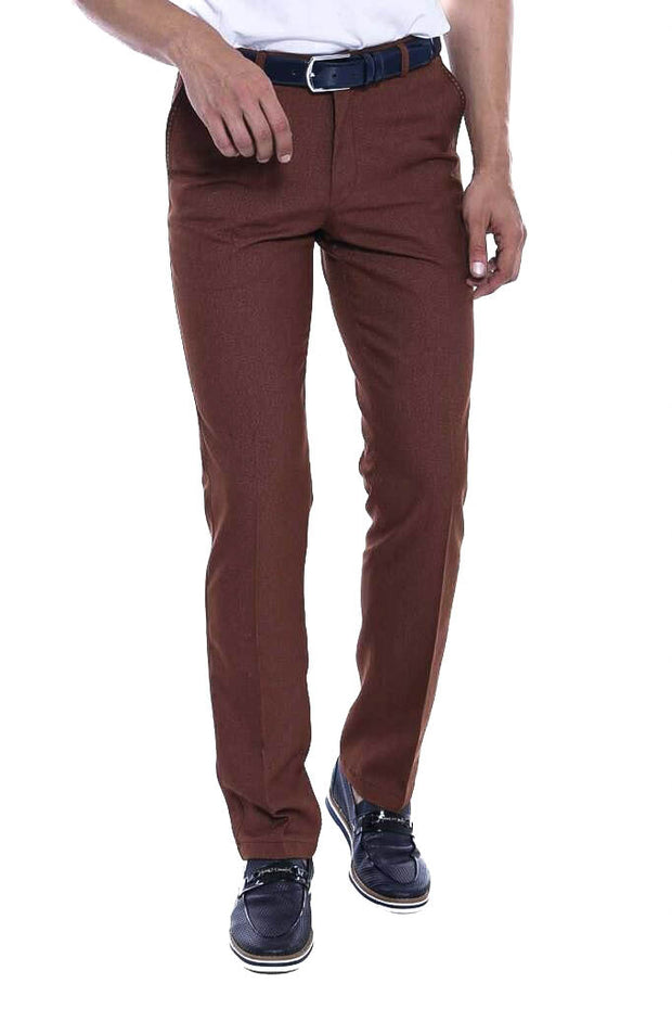 Dot Pockets Slim Fit Cotton Tan Men Pants - Wessi