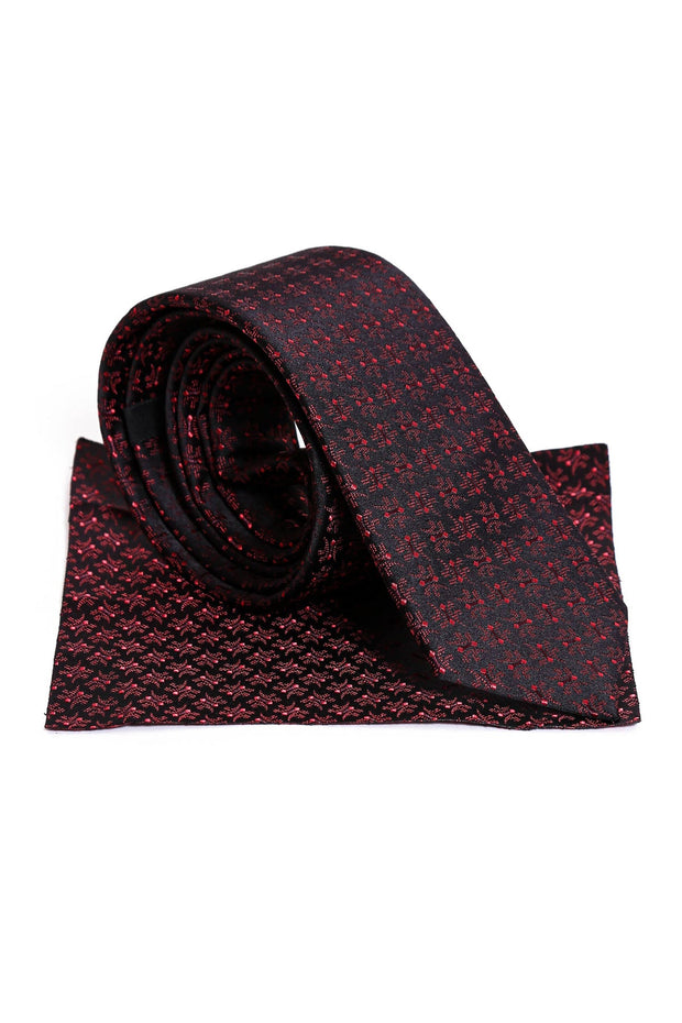 Burgundy Patterned Men Black Tie – Wessi