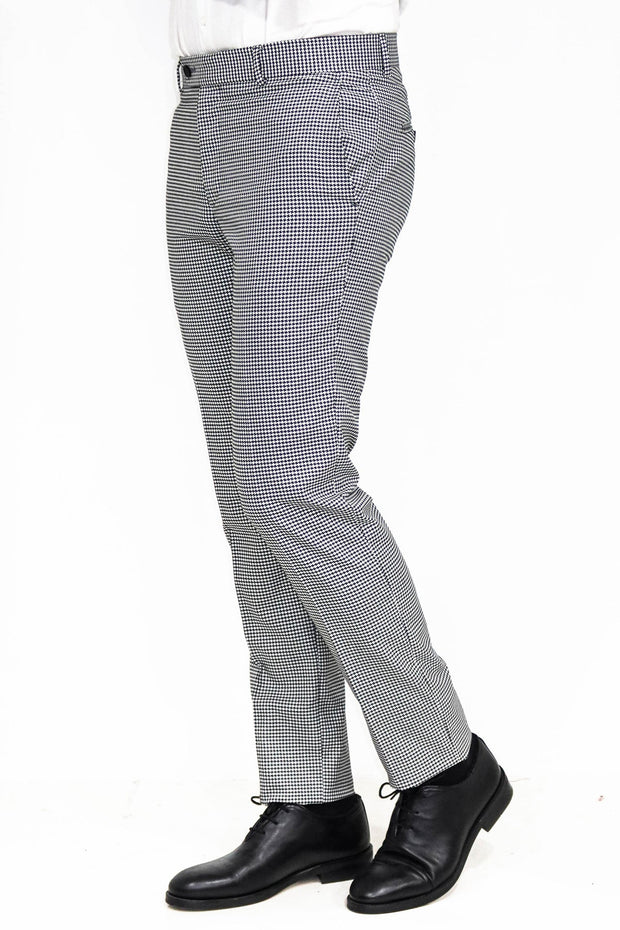 Houndstooth Patterned Black Men Pants - Wessi