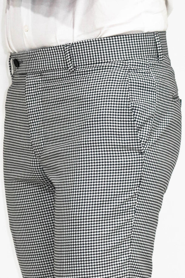 Houndstooth Patterned Black Men Pants - Wessi