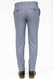 Houndstooth Patterned Blue Men Pants - Wessi