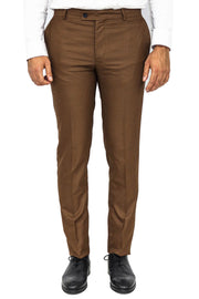 Slim Fit Patterned Brown Men Pants - Wessi