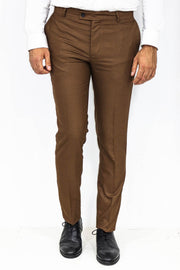 Slim Fit Patterned Brown Men Pants - Wessi