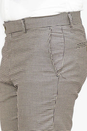 Houndstooth Patterned Light Brown Men Pants - Wessi