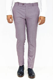 Houndstooth Patterned Light Purple Men Pants - Wessi