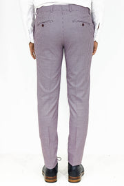 Houndstooth Patterned Light Purple Men Pants - Wessi