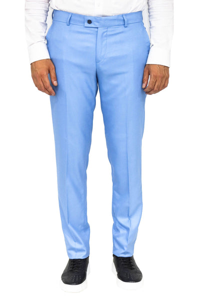 Slim Fit Textured Light Blue Men Trousers - Wessi