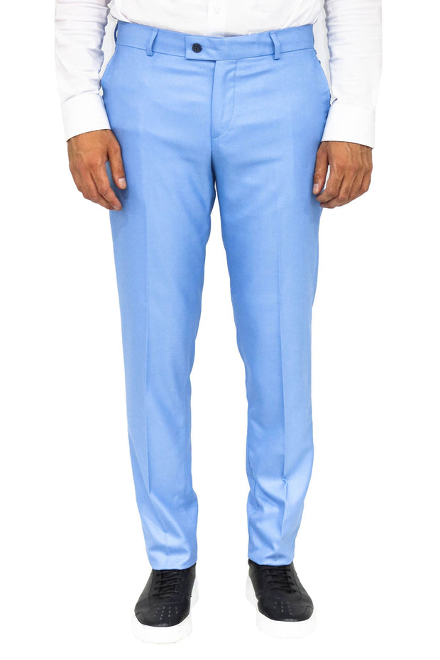 Slim Fit Textured Light Blue Men Trousers - Wessi